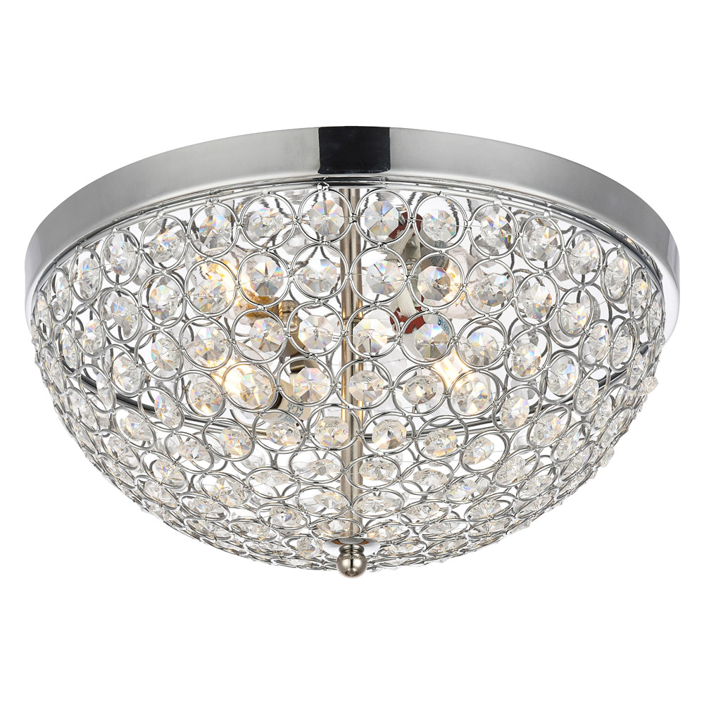 Elegant Taye 3 Light Flush Mount - Chrome, L 13.5" (LD5012F13C)