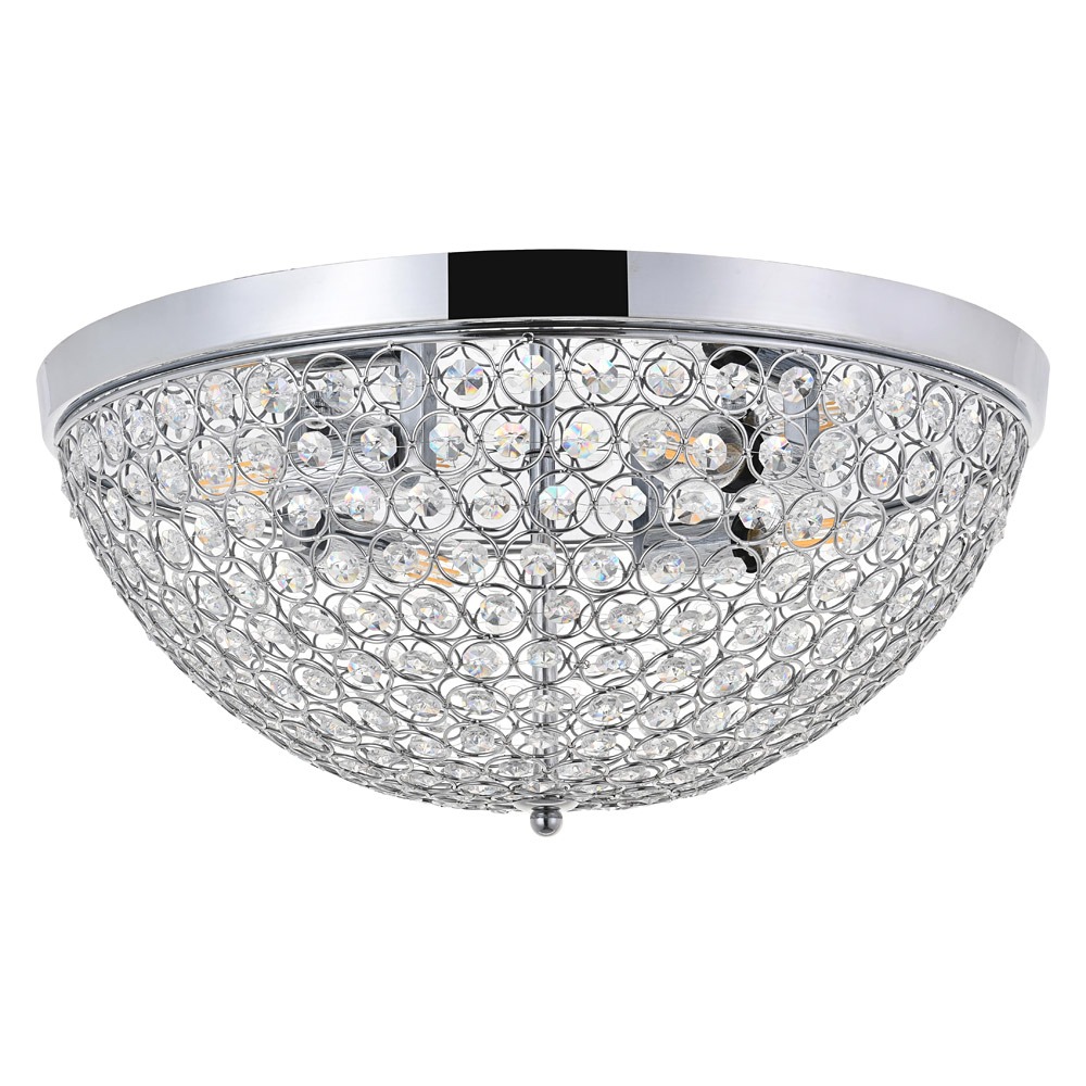 Elegant Taye 3 Light Flush Mount - Chrome, L 18" (LD5012F18C)