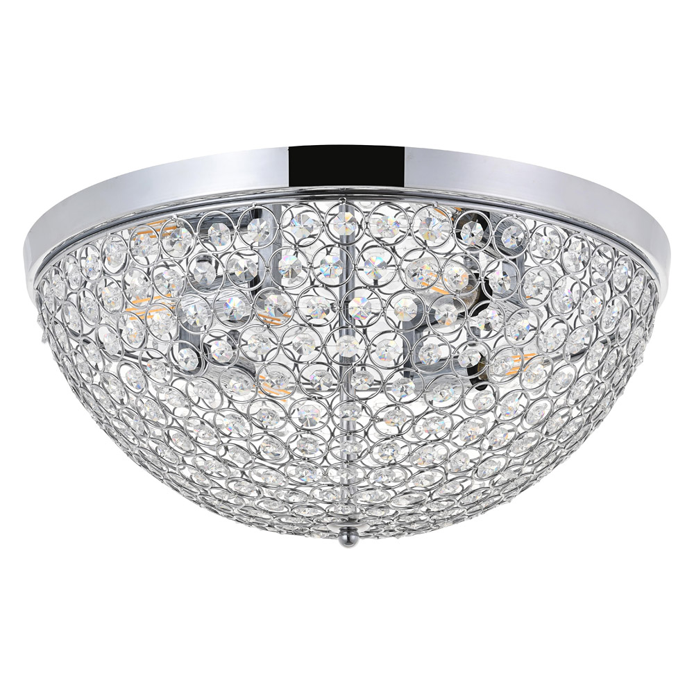 Elegant Taye 3 Light Flush Mount - Chrome, L 18" (LD5012F18C)