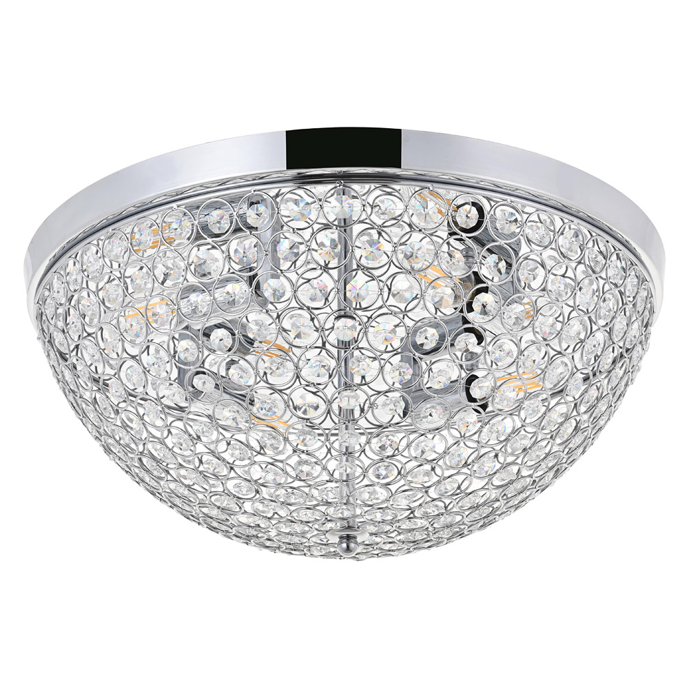 Elegant Taye 3 Light Flush Mount - Chrome, L 18" (LD5012F18C)