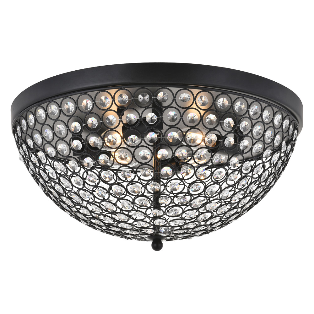 Elegant Taye 3 Light Flush Mount - Matte Black, L 18" (LD5012F18MB)