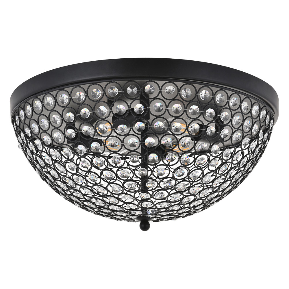 Elegant Taye 3 Light Flush Mount - Matte Black, L 18" (LD5012F18MB)