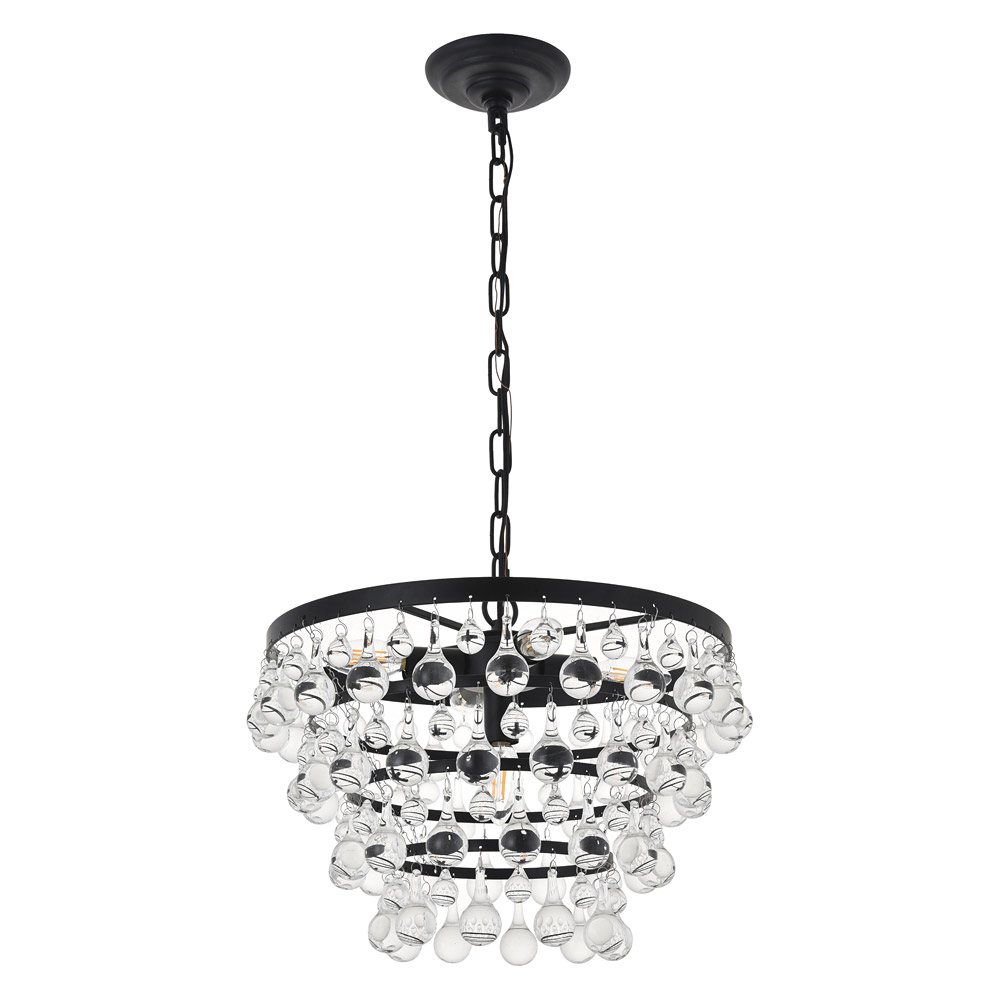 Elegant Kora 5-Light Pendant - Black, L 17" (LD5016D17BK)