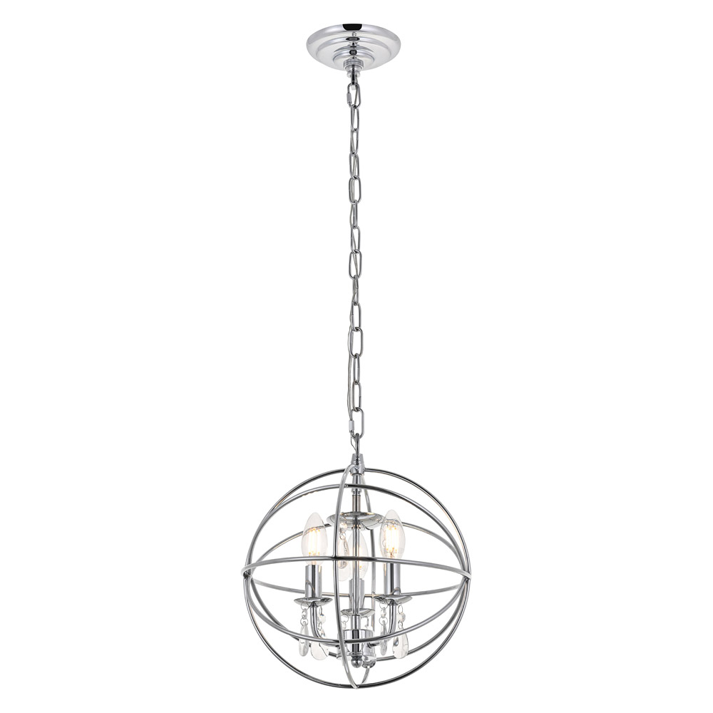 Elegant Wallace 3 Light Pendant - Chrome, L 12" (LD5055D12C)