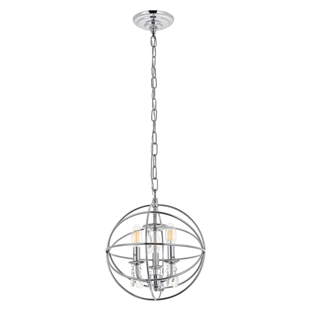 Elegant Wallace 3 Light Pendant - Chrome, L 12" (LD5055D12C)