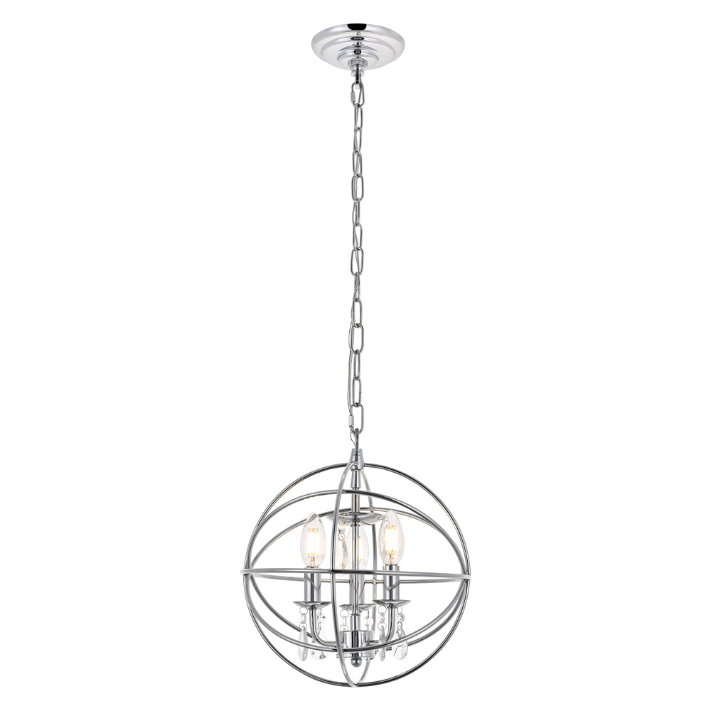 Elegant Wallace 3 Light Pendant - Chrome, L 12" (LD5055D12C)