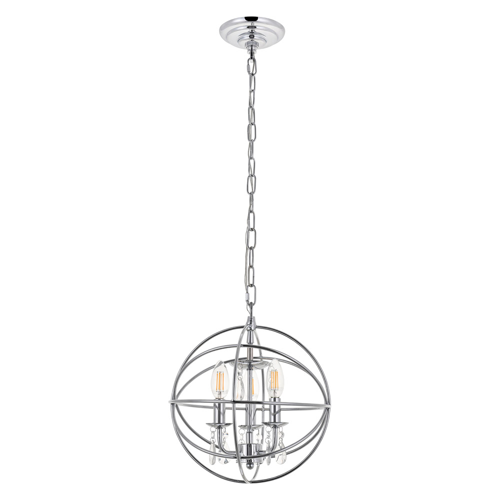 Elegant Wallace 3 Light Pendant - Chrome, L 12" (LD5055D12C)