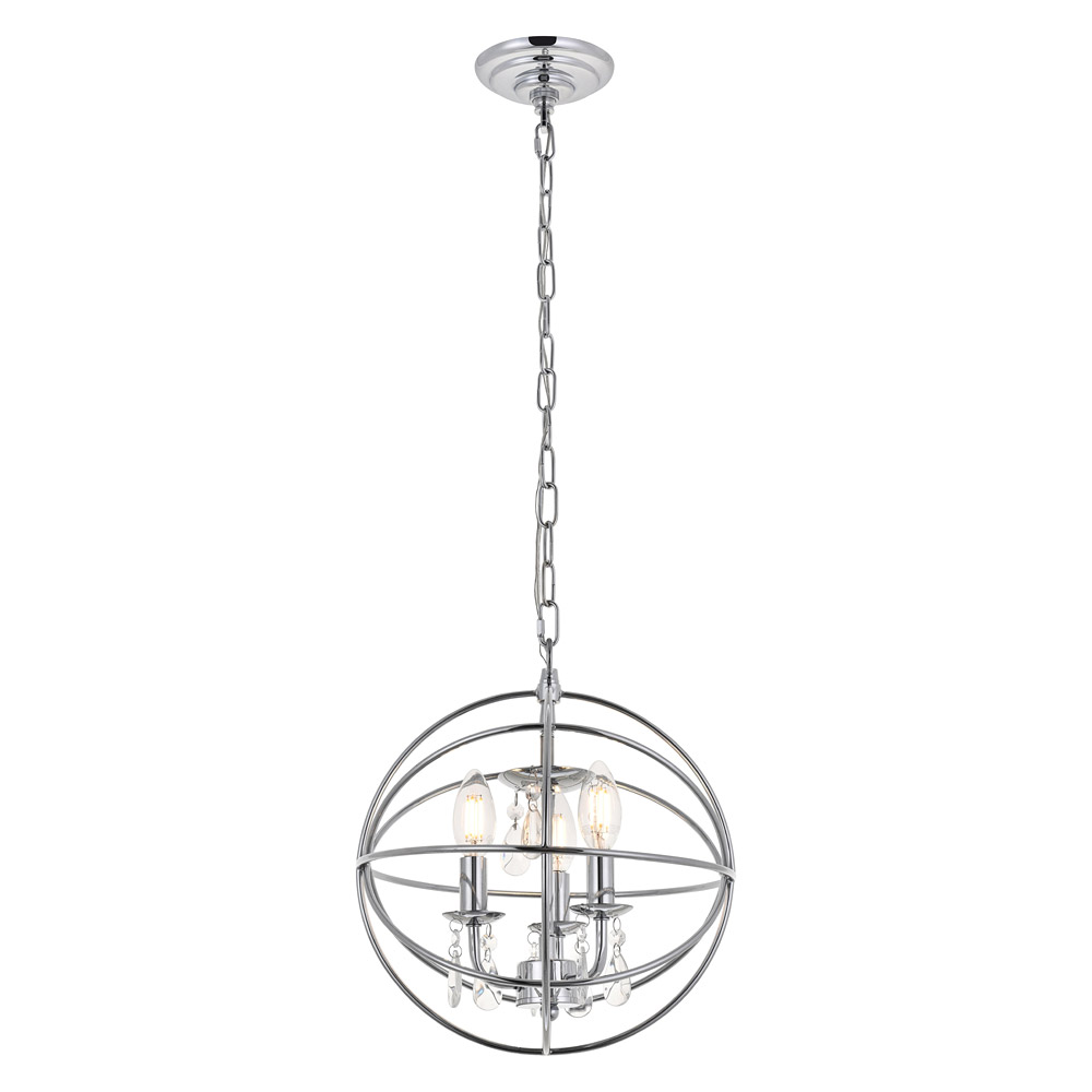 Elegant Wallace 3 Light Pendant - Chrome, L 12" (LD5055D12C)