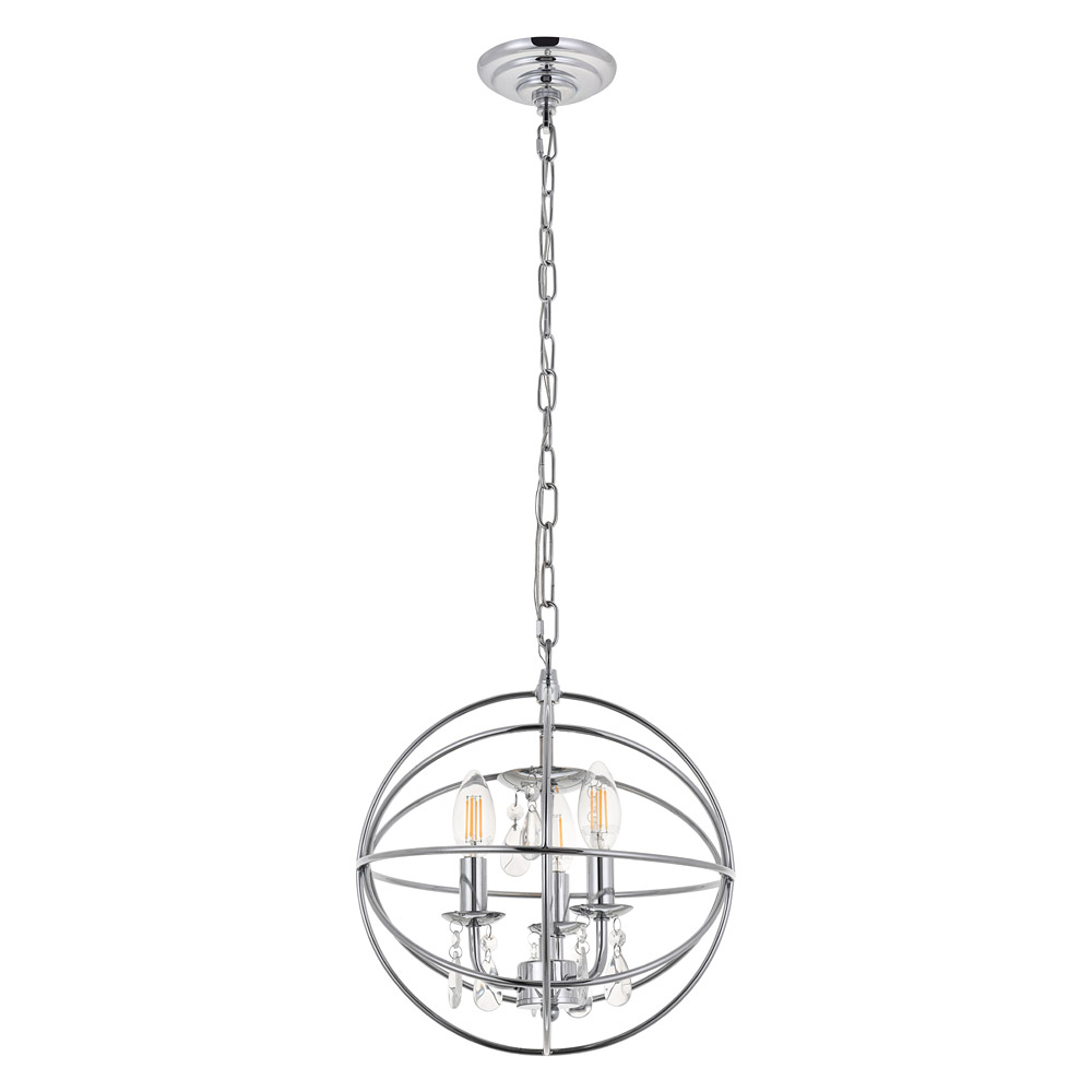 Elegant Wallace 3 Light Pendant - Chrome, L 12" (LD5055D12C)