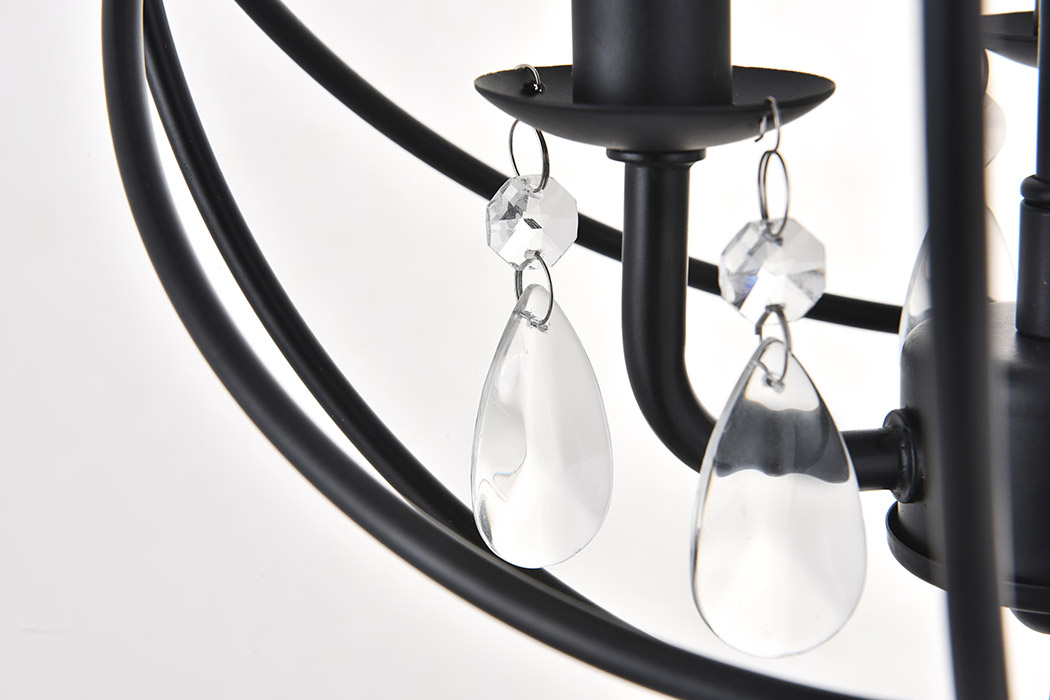 Elegant Wallace 3 Light Pendant - Matte Black, L 12" (LD5055D12MB)