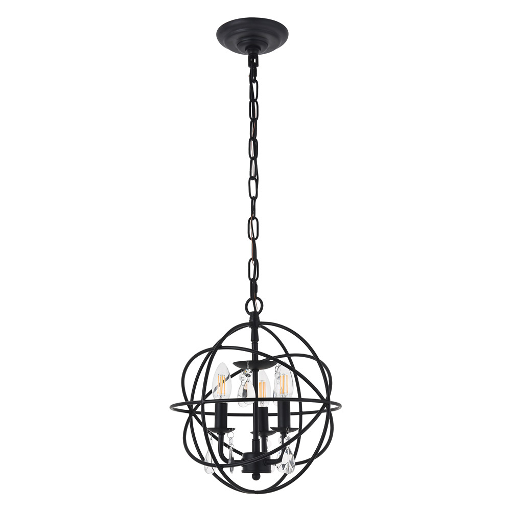 Elegant Wallace 3 Light Pendant - Matte Black, L 12" (LD5055D12MB)