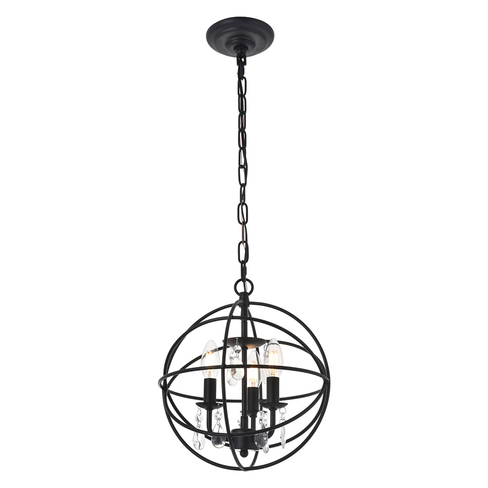 Elegant Wallace 3 Light Pendant - Matte Black, L 12" (LD5055D12MB)