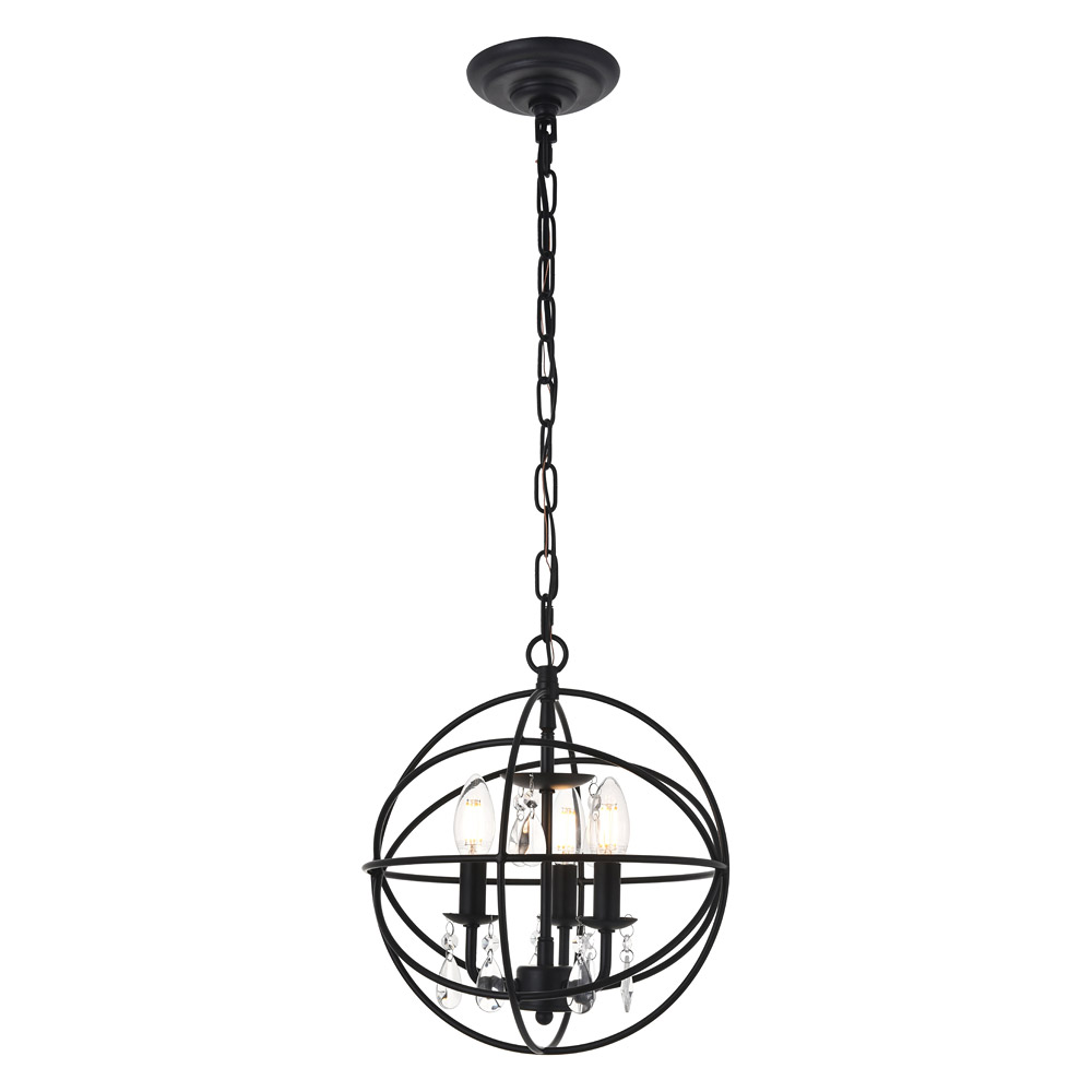 Elegant Wallace 3 Light Pendant - Matte Black, L 12" (LD5055D12MB)