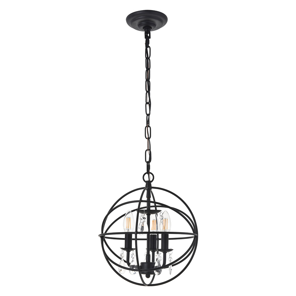 Elegant Wallace 3 Light Pendant - Matte Black, L 12" (LD5055D12MB)