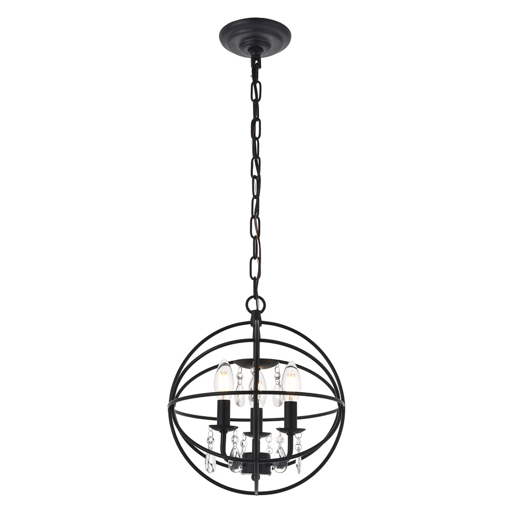 Elegant Wallace 3 Light Pendant - Matte Black, L 12" (LD5055D12MB)