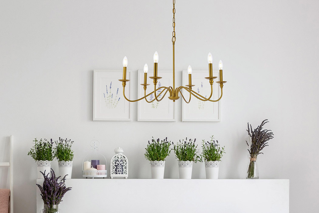 Elegant Rohan Chandelier - Brass, L 30" (LD5056D30BR)