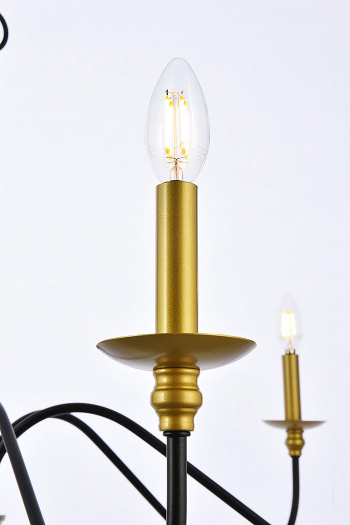 Elegant Rohan Chandelier - Brass/Black, L 30" (LD5056D30BRB)