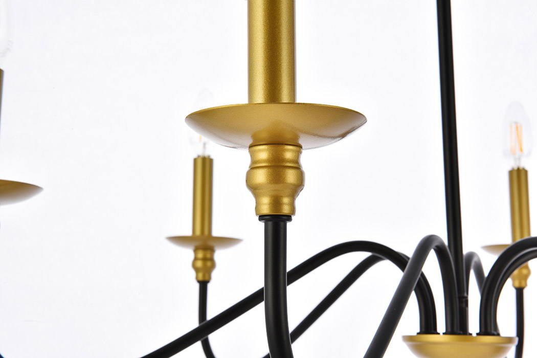 Elegant Rohan Chandelier - Brass/Black, L 30" (LD5056D30BRB)