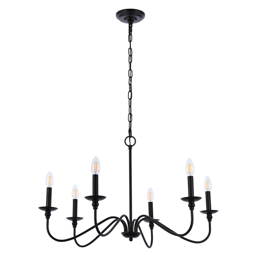 Elegant Rohan Chandelier - Matte Black, L 30" (LD5056D30MB)