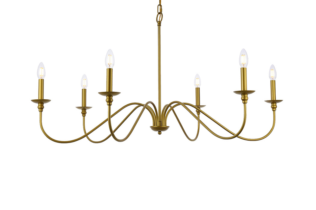 Elegant Rohan Chandelier - Brass, L 42" (LD5056D42BR)