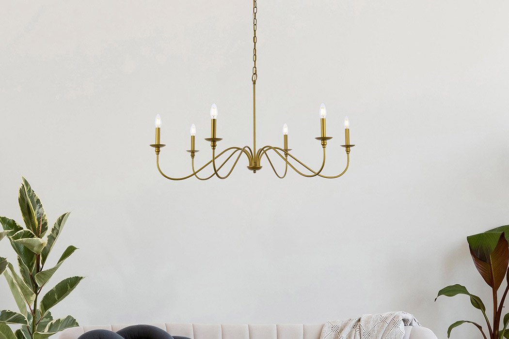 Elegant Rohan Chandelier - Brass, L 42" (LD5056D42BR)