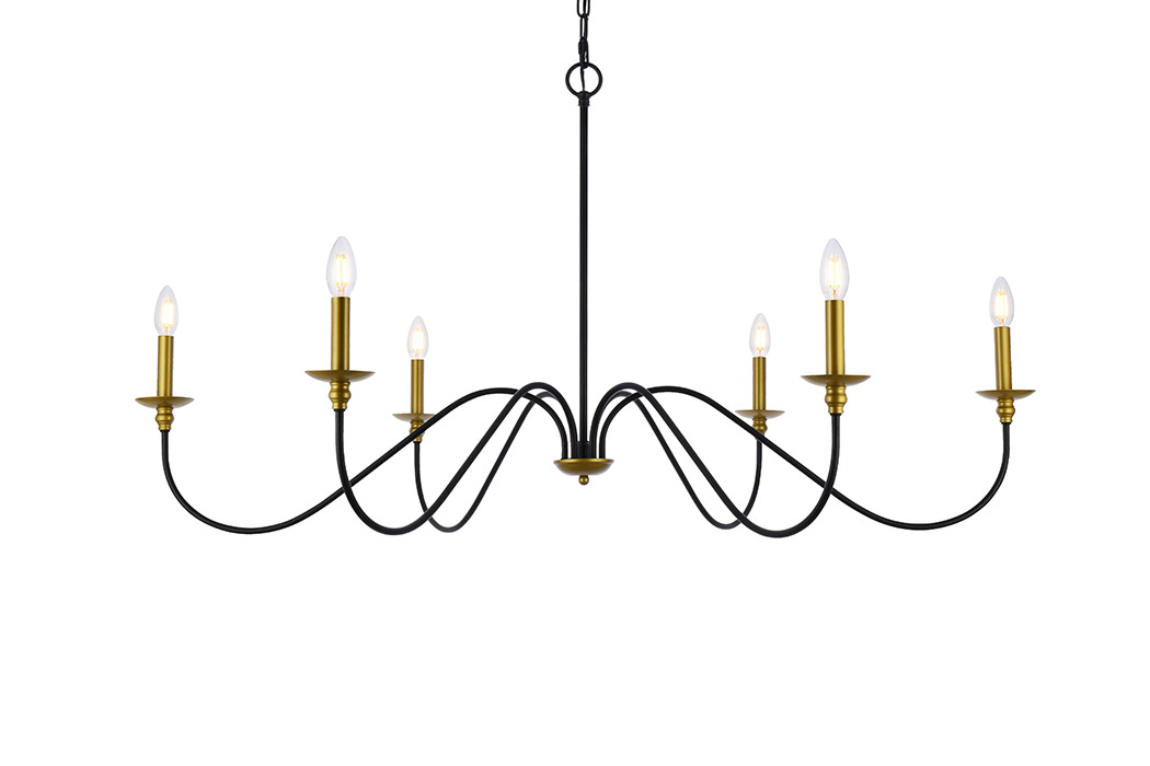 Elegant Rohan Chandelier - Brass/Black, L 48" (LD5056D48BRB)