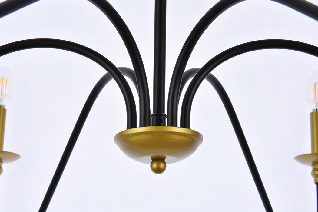 Elegant Rohan Chandelier - Brass/Black, L 48" (LD5056D48BRB)