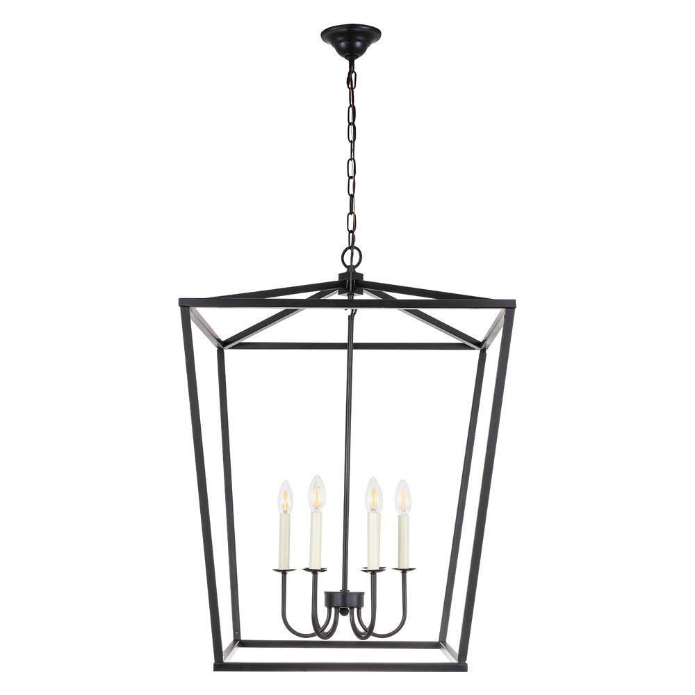 Elegant Maddox 1-Light Pendant - Black, L 24" (LD6008D24BK)