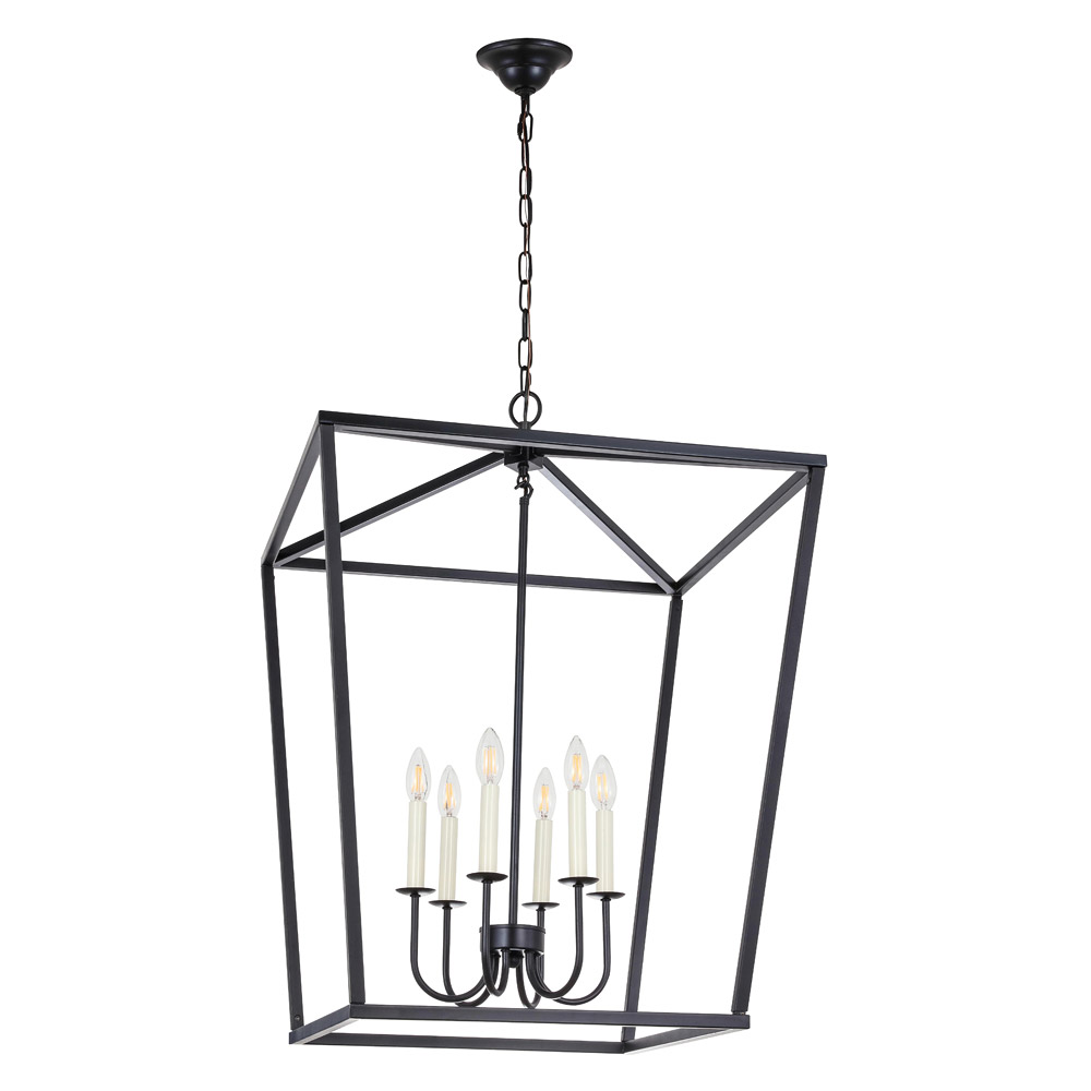 Elegant Maddox 1-Light Pendant - Black, L 24" (LD6008D24BK)