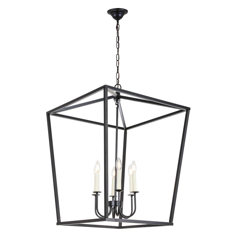 Elegant Maddox 1-Light Pendant - Black, L 24" (LD6008D24BK)