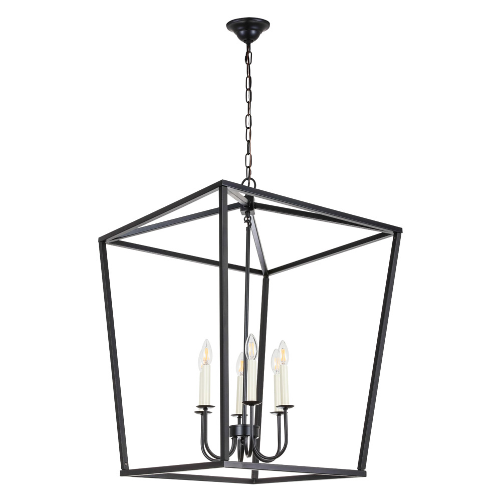 Elegant Maddox 1-Light Pendant - Black, L 24" (LD6008D24BK)