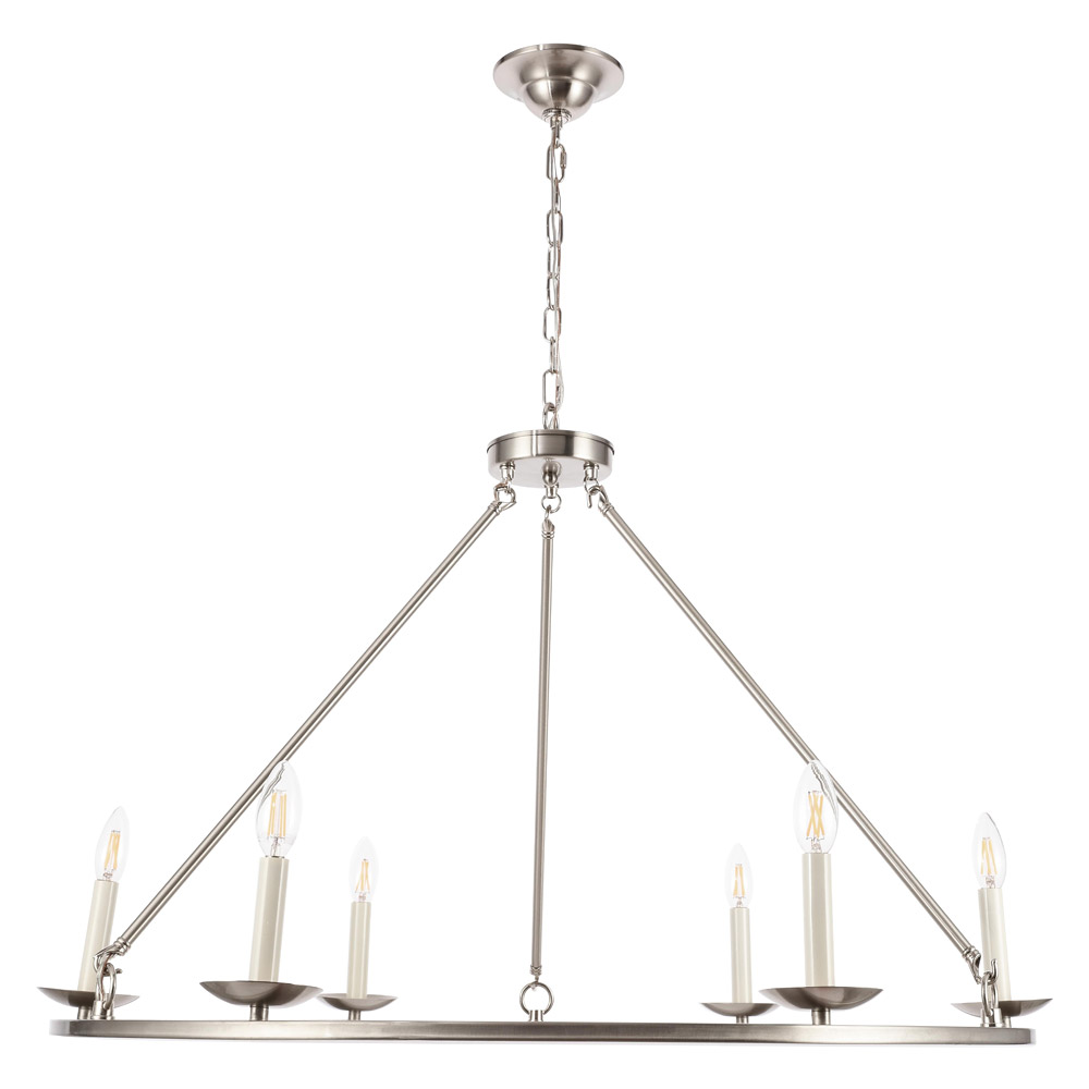 Elegant Maine 6-Light Chandelier - Burnished Nickel, L 36" (LD6010D36BN)