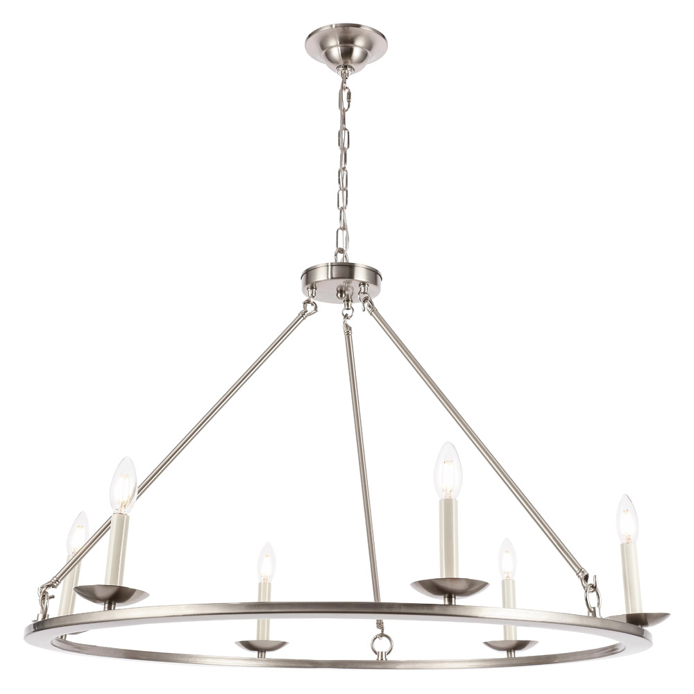 Elegant Maine 6-Light Chandelier - Burnished Nickel, L 36" (LD6010D36BN)