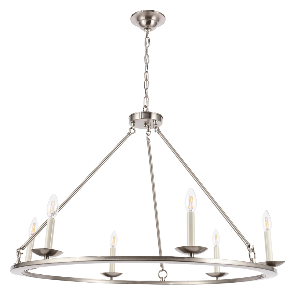 Elegant Maine 6-Light Chandelier - Burnished Nickel, L 36" (LD6010D36BN)