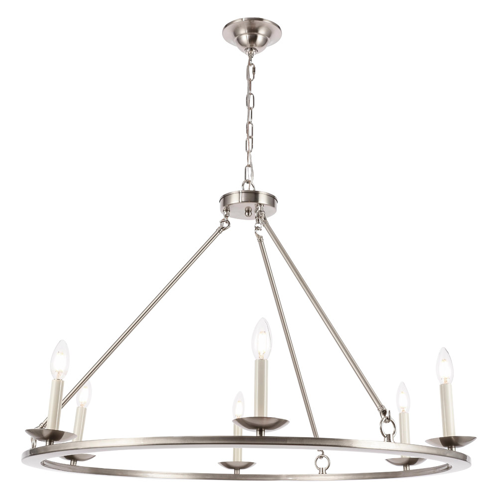 Elegant Maine 6-Light Chandelier - Burnished Nickel, L 36" (LD6010D36BN)