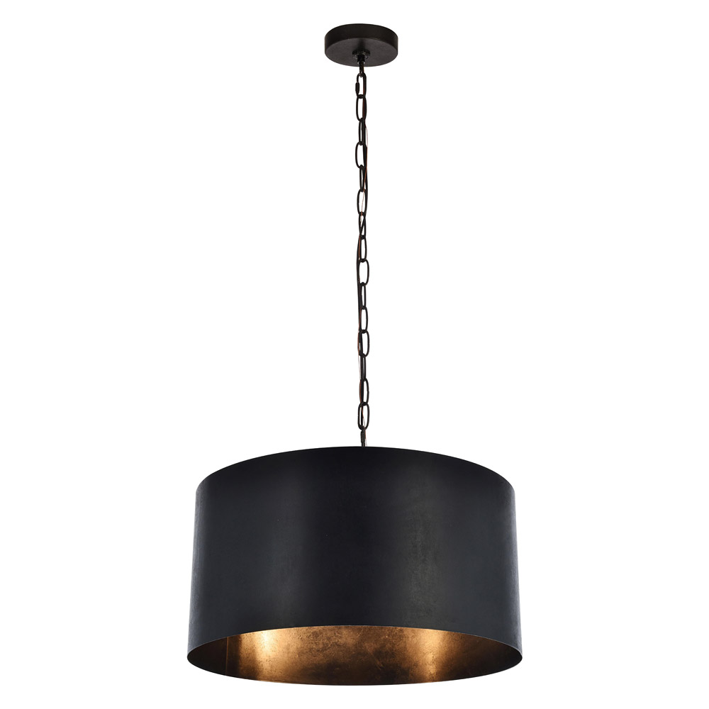 Elegant Miro 1-Light Pendant - Black, L 20" (LD6015D20BK)