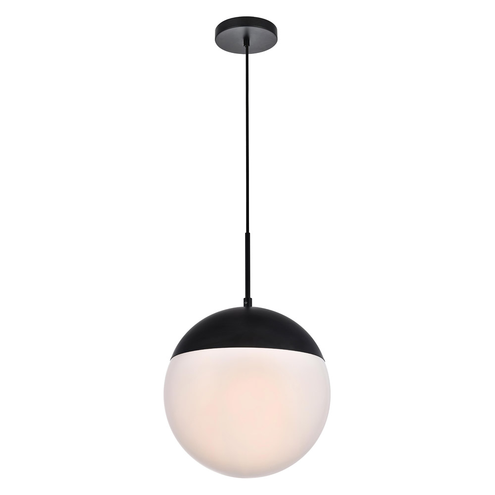 Elegant Pendant Light - Black/Glass Matte, L 12" (LD6038BK)