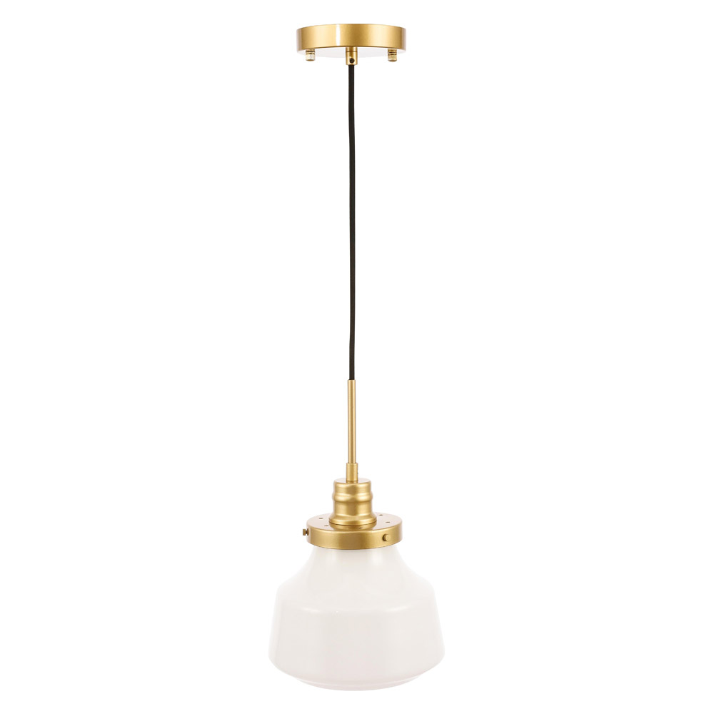 Elegant Pendant Light - Brass/Glass Matte, L 8" (LD6257BR)