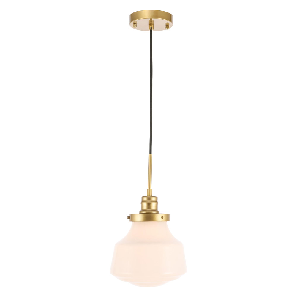 Elegant Pendant Light - Brass/Glass Matte, L 8" (LD6257BR)