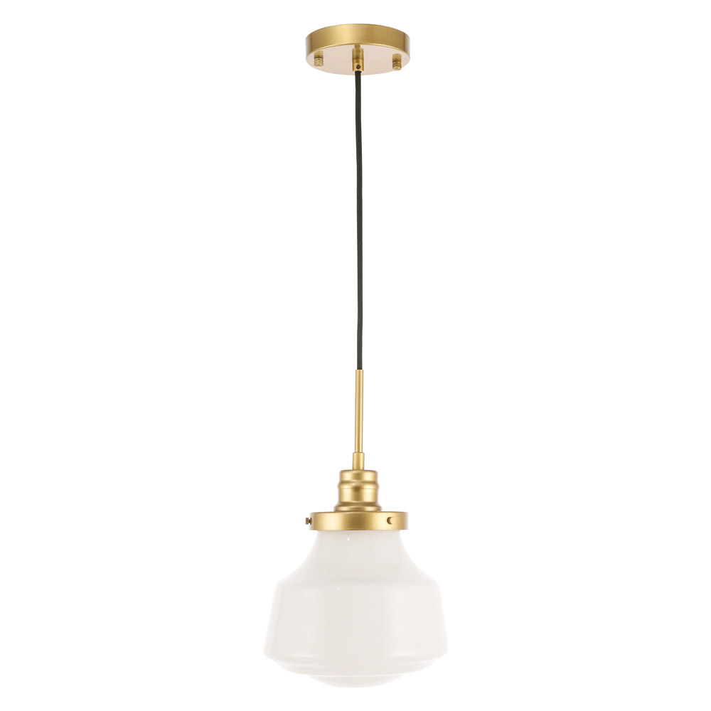 Elegant Pendant Light - Brass/Glass Matte, L 8" (LD6257BR)