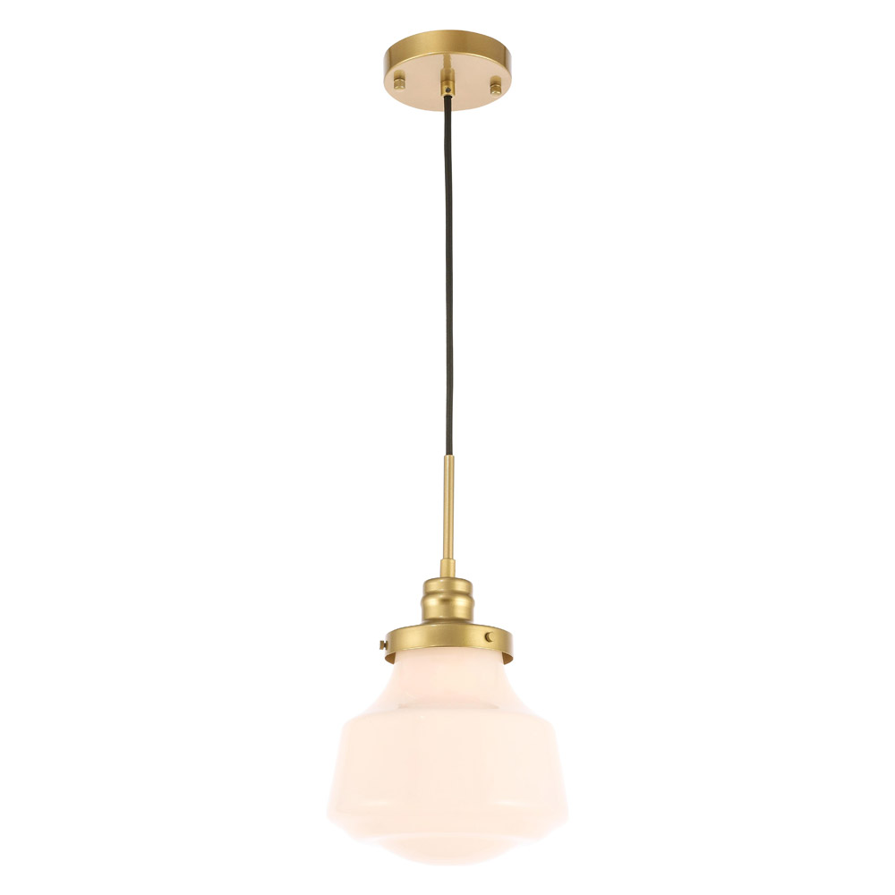 Elegant Pendant Light - Brass/Glass Matte, L 8" (LD6257BR)