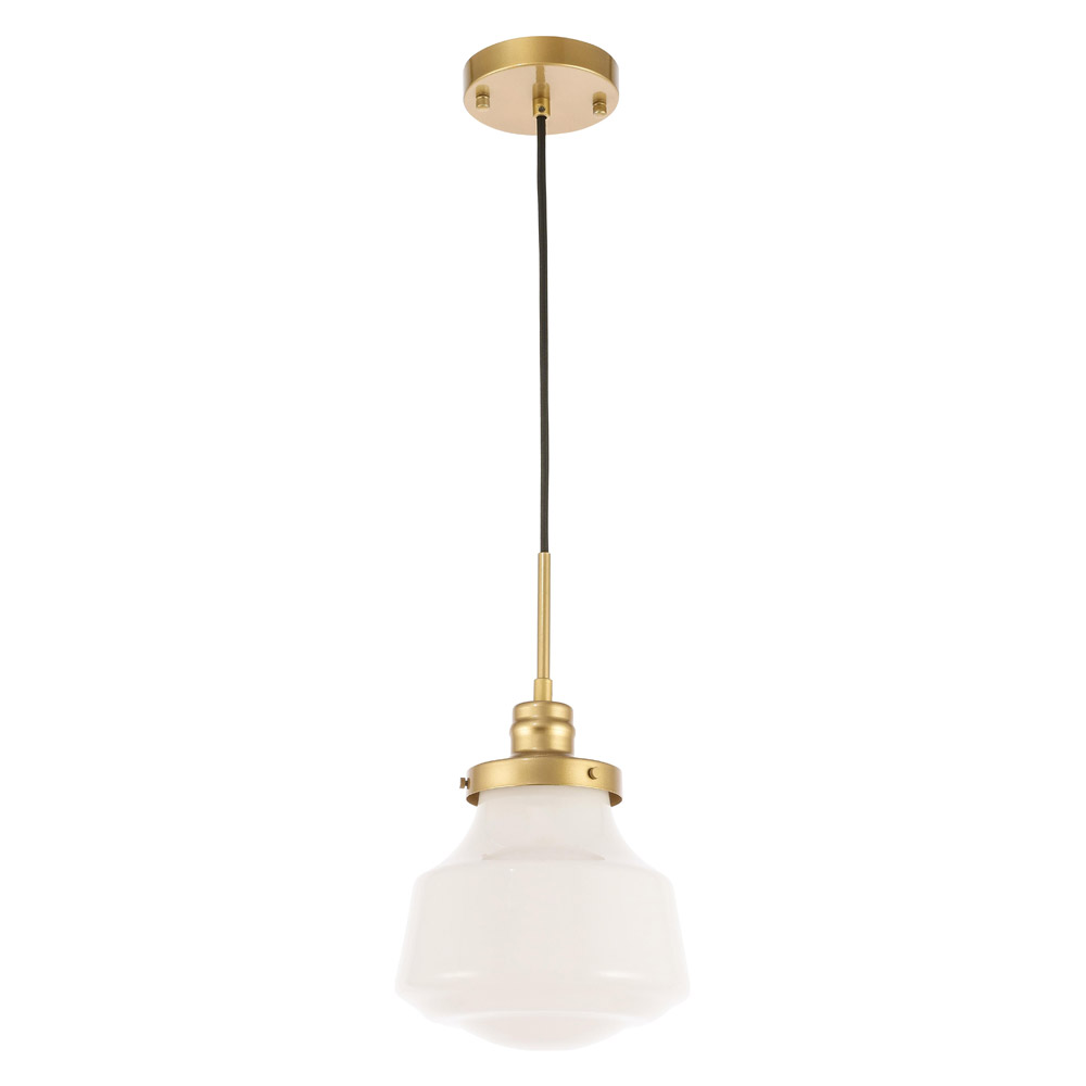 Elegant Pendant Light - Brass/Glass Matte, L 8" (LD6257BR)