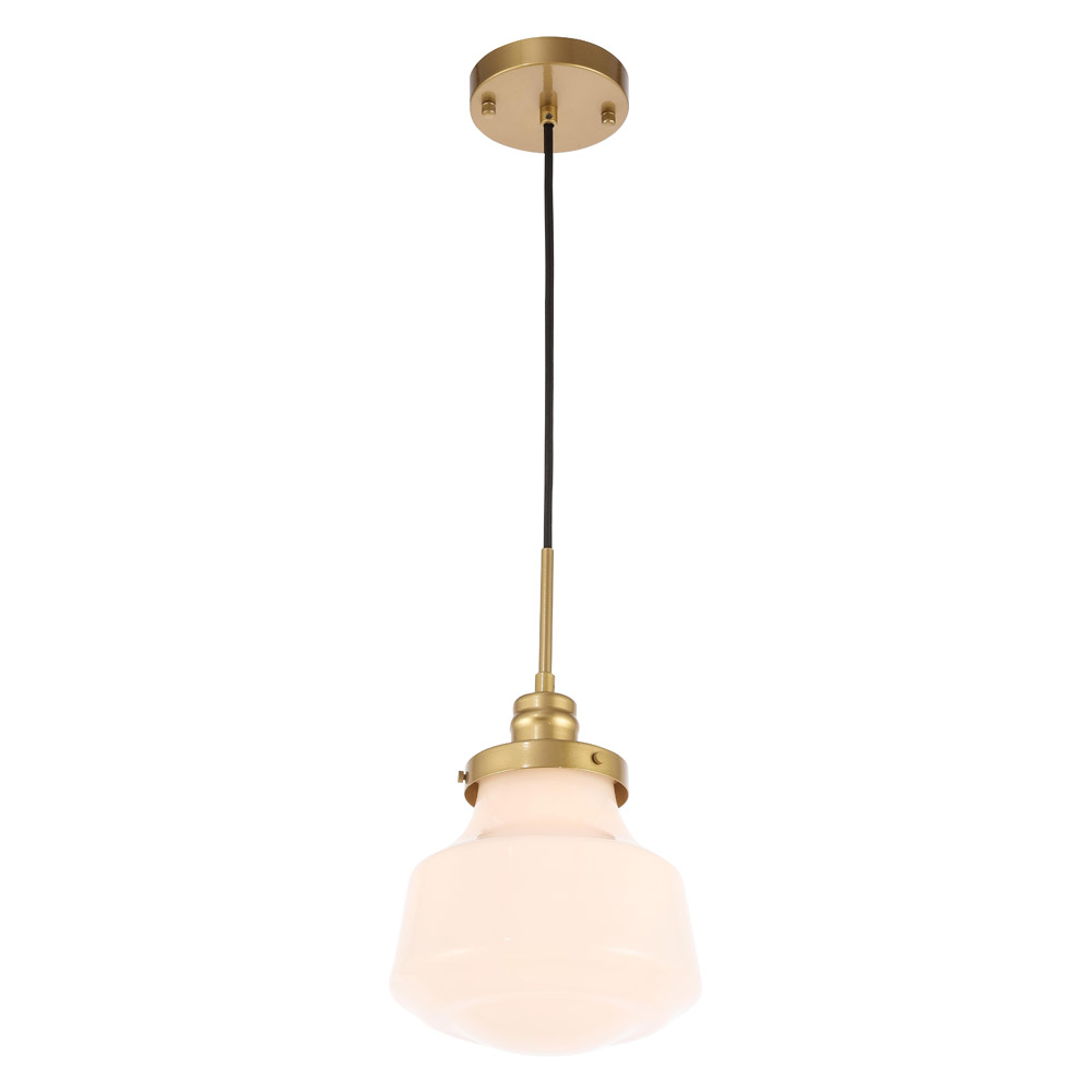 Elegant Pendant Light - Brass/Glass Matte, L 8" (LD6257BR)