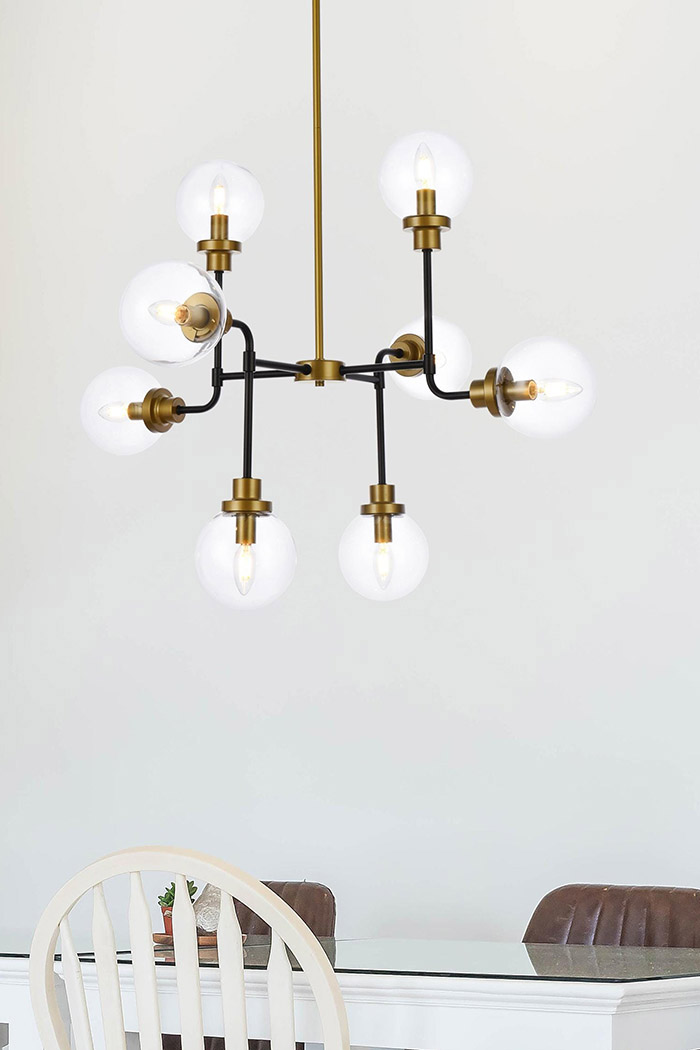 Elegant Hanson 8 Lights Pendant - Brass/Black (LD7039D36BRB)