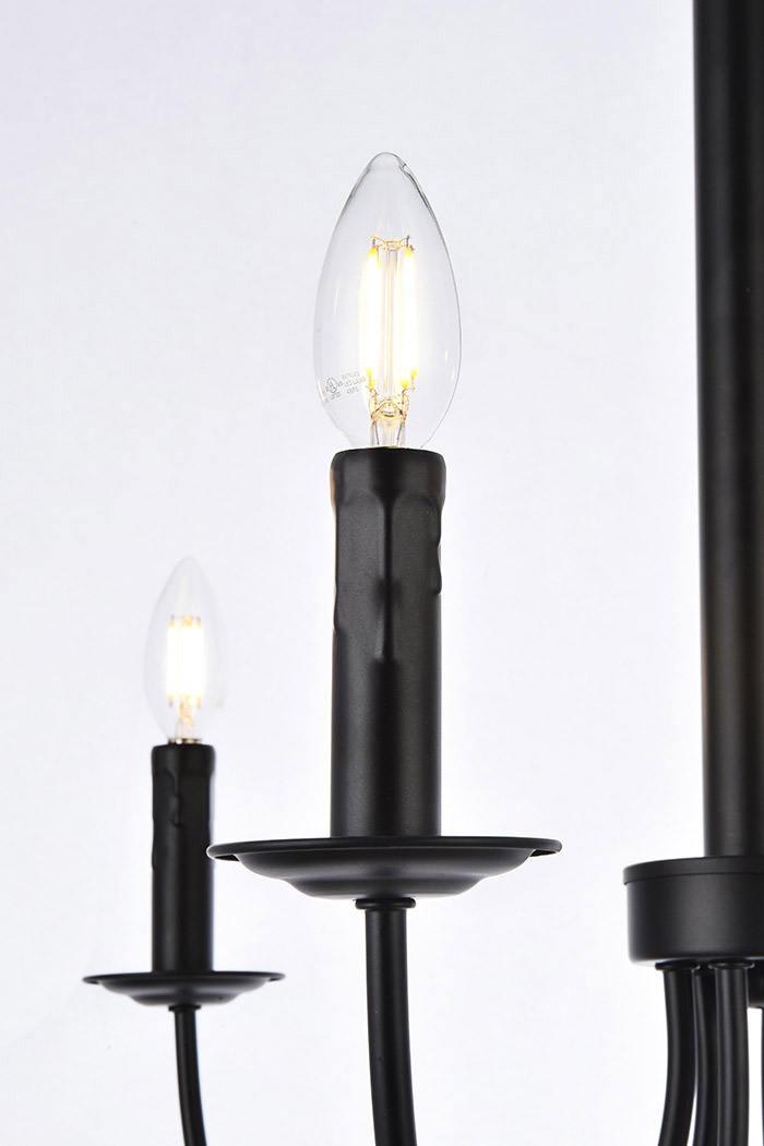 Elegant Brielle 6 Lights Pendant - Black, L 26" (LD7040D26BK)