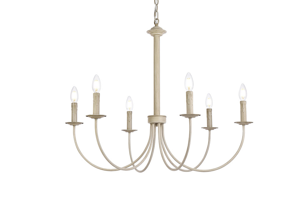 Elegant Brielle 6 Lights Pendant - Weathered Dove, L 32" (LD7041D32WD)