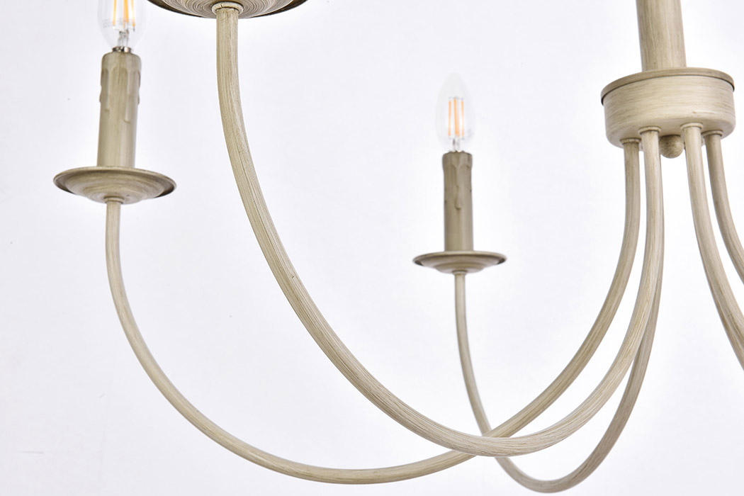 Elegant Brielle 6 Lights Pendant - Weathered Dove, L 32" (LD7041D32WD)