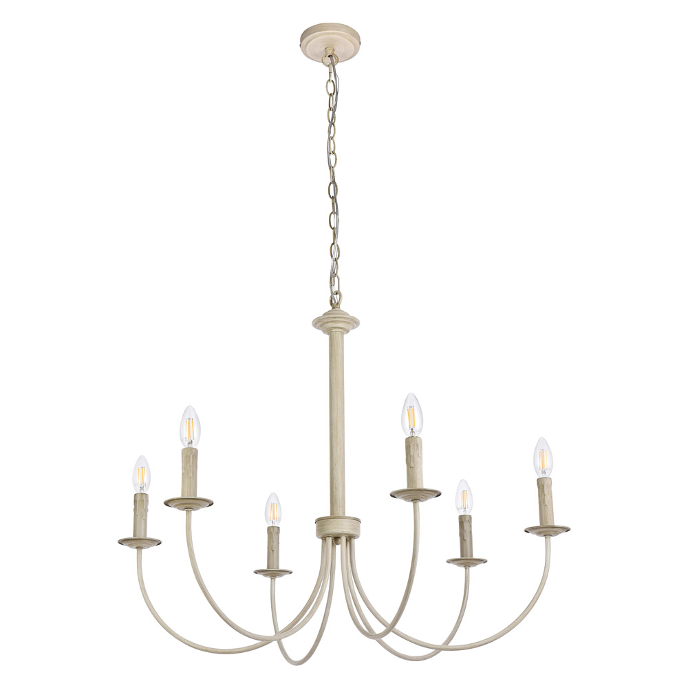 Elegant Brielle 6 Lights Pendant - Weathered Dove, L 32" (LD7041D32WD)