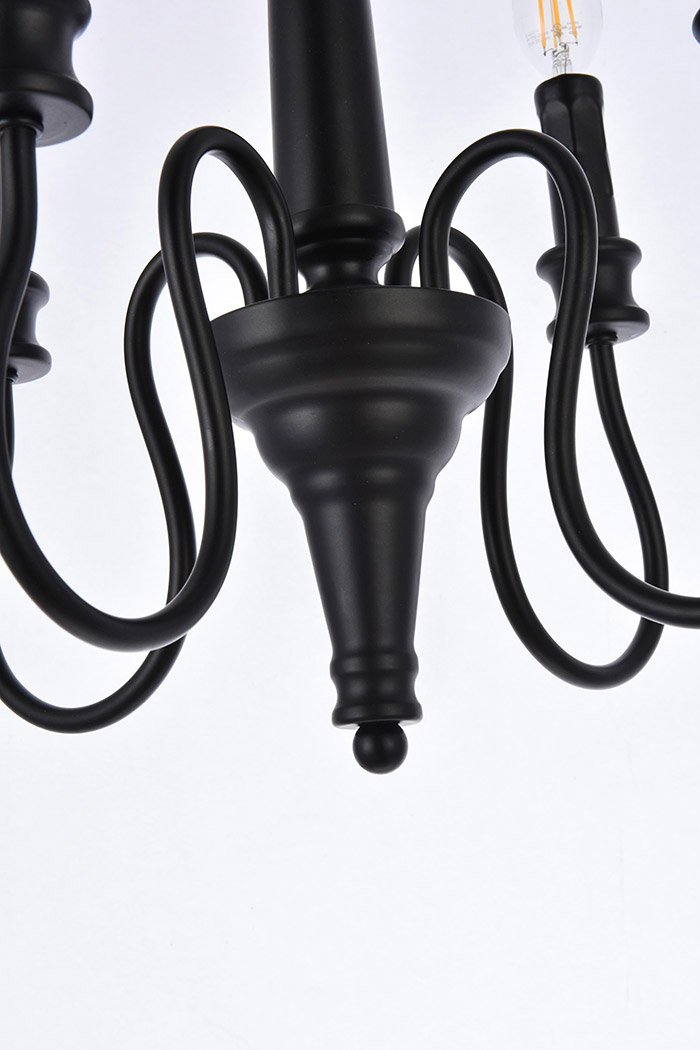 Elegant Flynx 4 Lights Pendant - Black, L 14" (LD7042D14BK)