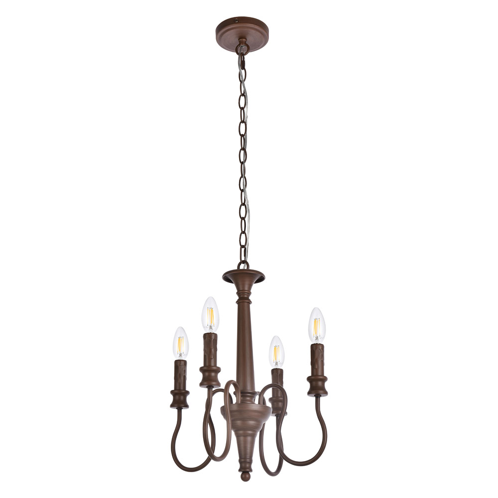 Elegant Flynx 4 Lights Pendant - Weathered Oak, L 14" (LD7042D14WOK)